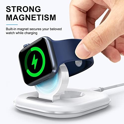 [2022 חדש] צפו במטען עמדת Apple Watch, מטען שעונים מתקפל עם כבל טעינה, מובנה מגנטי חזק, תומך במצב שידה, תואם לסדרת Apple Watch 7 6 5 4 3 2 SE